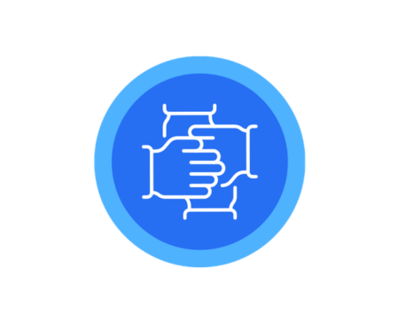 Icon of a handshake to illustrate the value of collaboration
